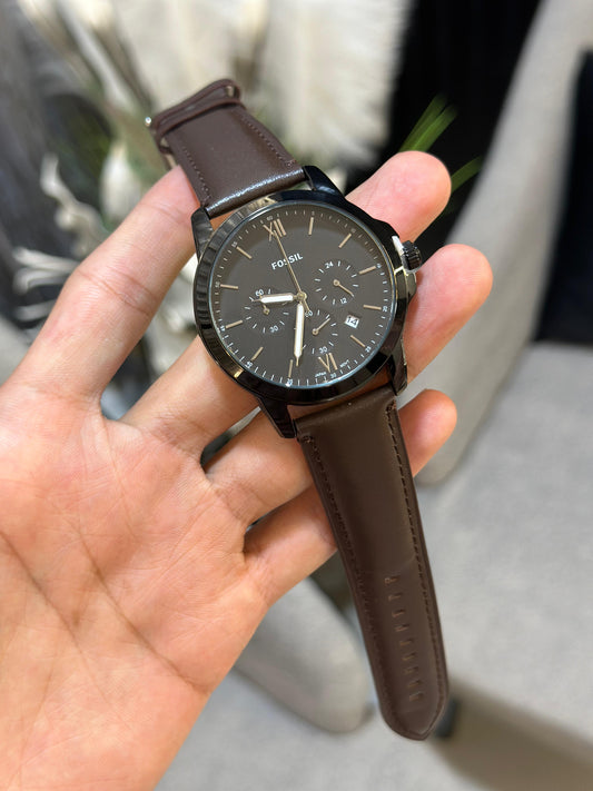 FOSL [NEUTRA] BLACK BROWN LEATHER WATCH