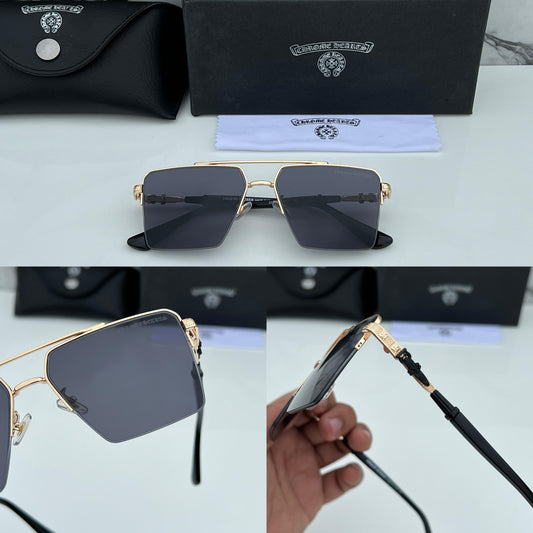 CH [22320] BLACK GOLDEN FRAME SQUARE SUNGLASSES FOR MEN & WOMEN