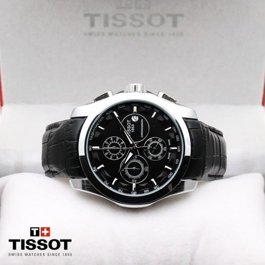 TSOT 1853 COUTURIER [CHRONOGRAPH] SILVER BLACK LEATHER WATCH