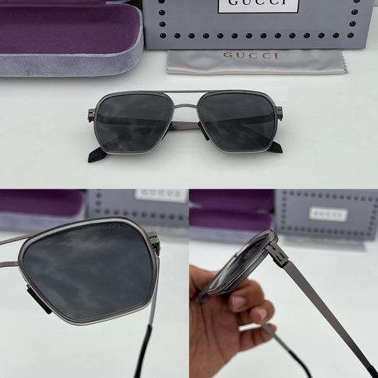 GC [010] BLACK GREY FRAME RECTANGLE SUNGLASSES FOR MEN & WOMEN