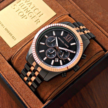 MLKS [LEXINGTON] CHRONOGRAPH BLACK ROSEGOLD METAL WATCH