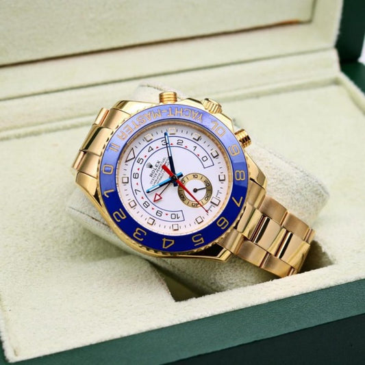 RLX [YACHMASTER] WHITE BLUE GOLDEN STEEL WATCH