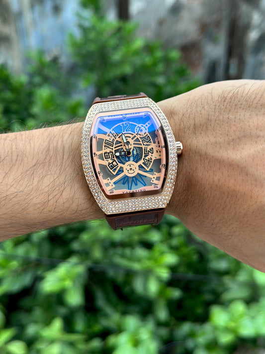 FRNK MLR [DIAMOND EDITION] ROSE GOLD BROWN LEATHER WATCH