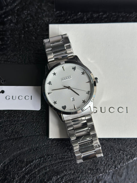 GC [G TIMELESS] WHITE SILVER STEEL WATCH