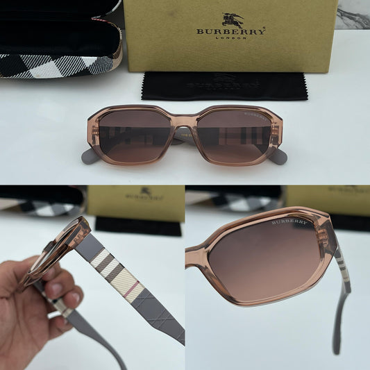 BRBRY [1119] PEACH GREY FRAME RECTANGLE SUNGLASSES FOR MEN & WOMEN