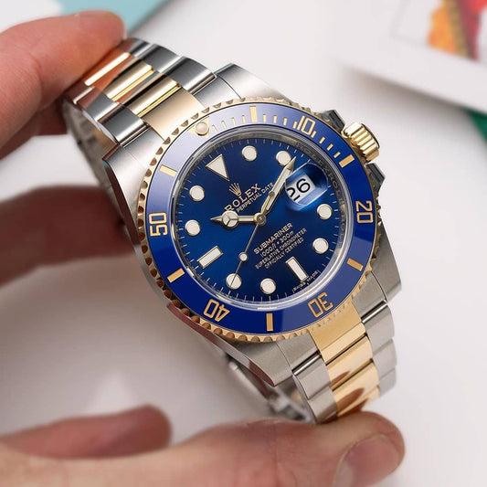 RLX [SUBMARINER] BLUE SILVER GOLDEN STEEL WATCH