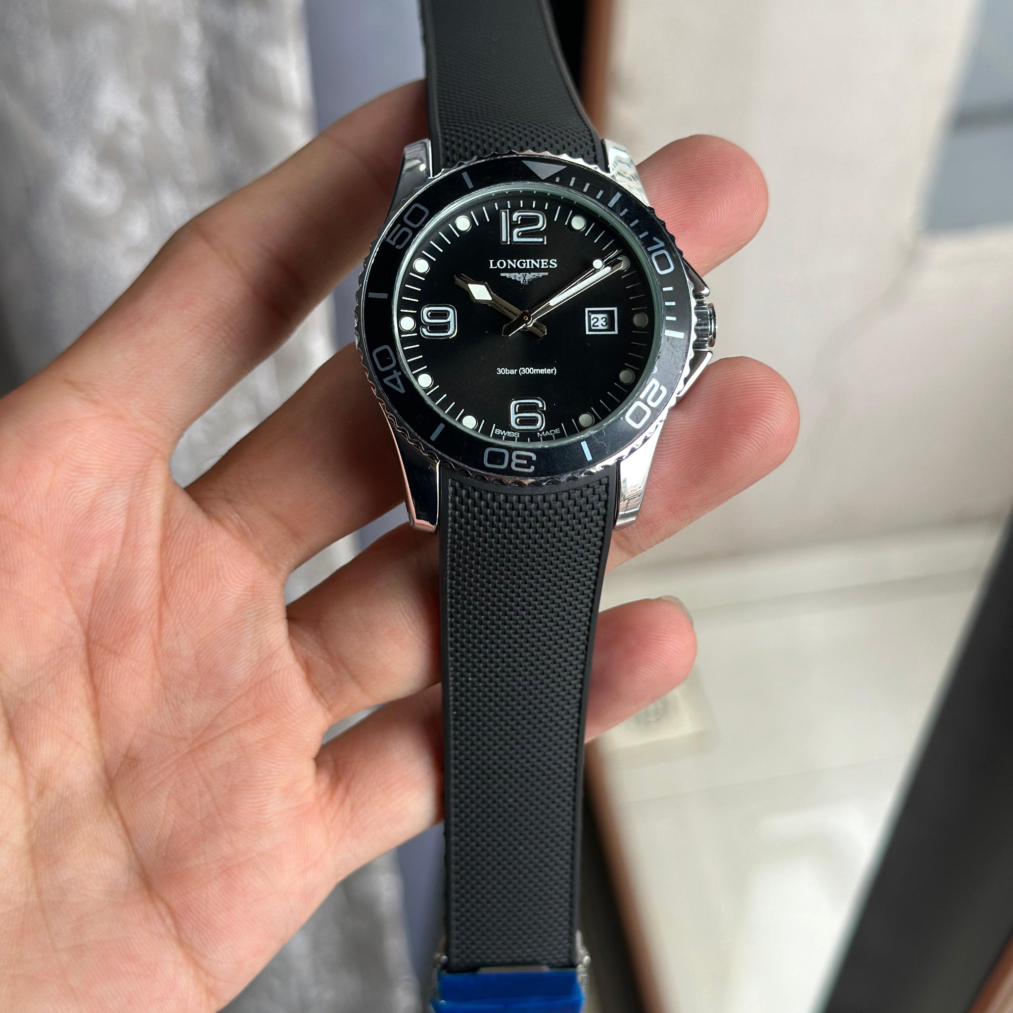 LGNS [HYDROCONQUEST] BLACK SILVER RUBBER WATCH