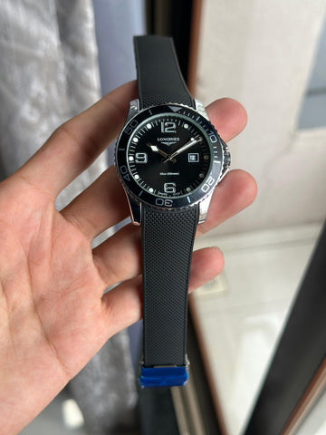 LGNS [HYDROCONQUEST] BLACK SILVER RUBBER WATCH