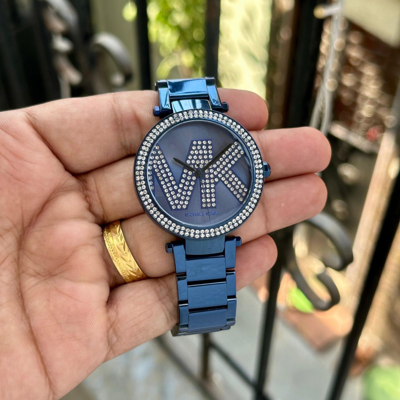 MK [DIAMONDS] MID BLUE CERAMIC WATCH FOR HER