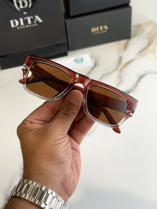 DTA BROWN FRAME RECTANGLE SUNGLASSES FOR MEN & WOMEN