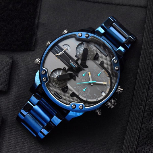 DSL 3 BAR [BIG DADY] BLACK GREY MID BLUE METAL WATCH