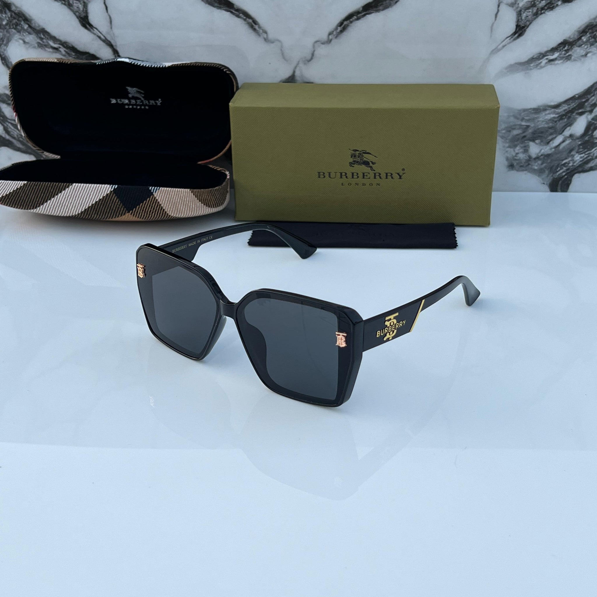 BRBRY [5523] BLACK FRAME SQAURE SUNGLASSES FOR MEN & WOMEN