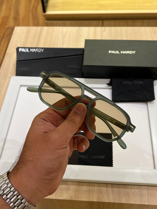 PL HRDY [6090] YELLOW GREEN FRAME RECTANGLE SUNGLASSES FOR MEN & WOMEN