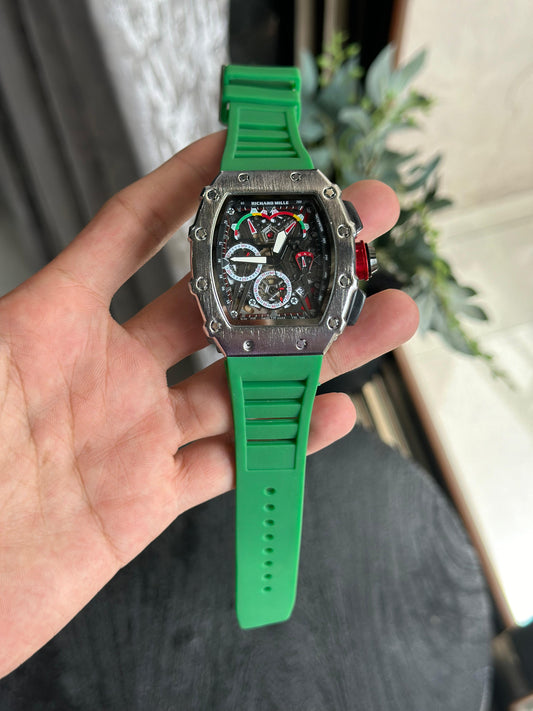 RCRD MLLE [CHRONOGRAPH] BLACK GREEN SILICON WATCH