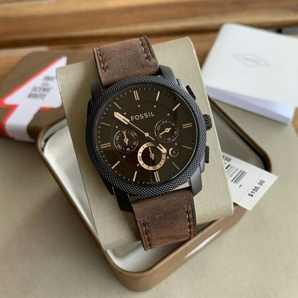 FOSL [FS4656] BLACK BROWN LEATHER WATCH