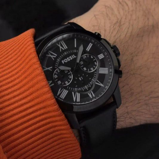 FOSL [GRANT] BLACK LEATHER WATCH