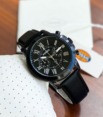 FOSL [GRANT] BLACK LEATHER WATCH