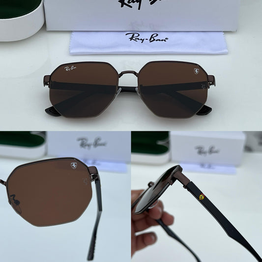 RB [FERRARI] BROWN BLACK FRAME WAYFARE SUNGLASSES FOR MEN & WOMEN