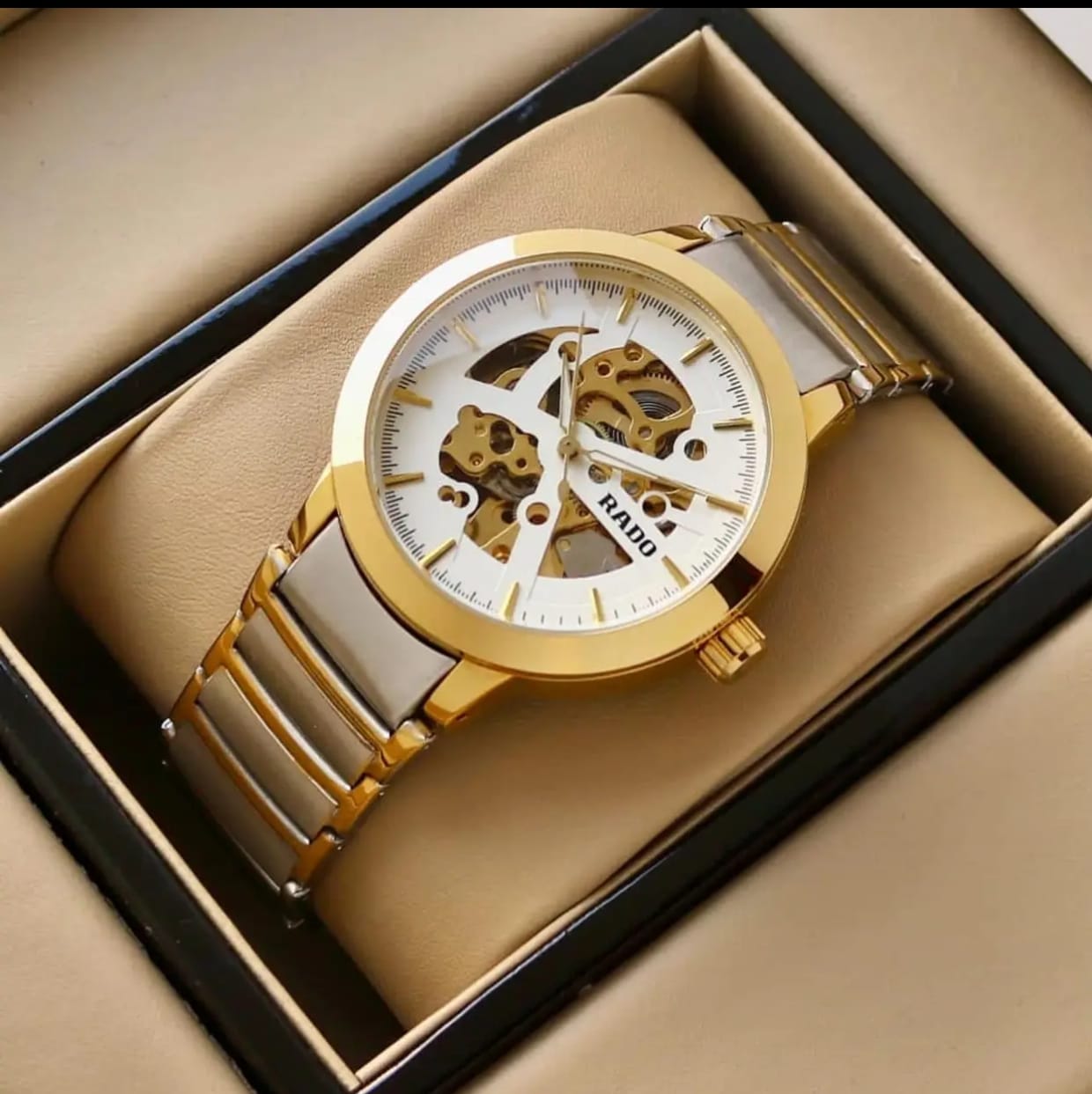 RDO [CENTRIX-AUTOMATIC] WHITE GOLDEN SILVER STEEL WATCH