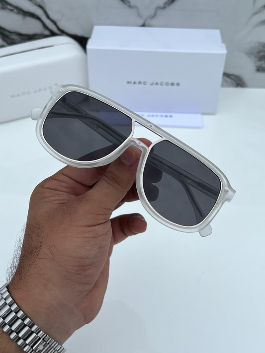 MJ [1010] BLACK WHITE FRAME ROUND SHAPE SUNGLASSES FOR MEN & WOMEN