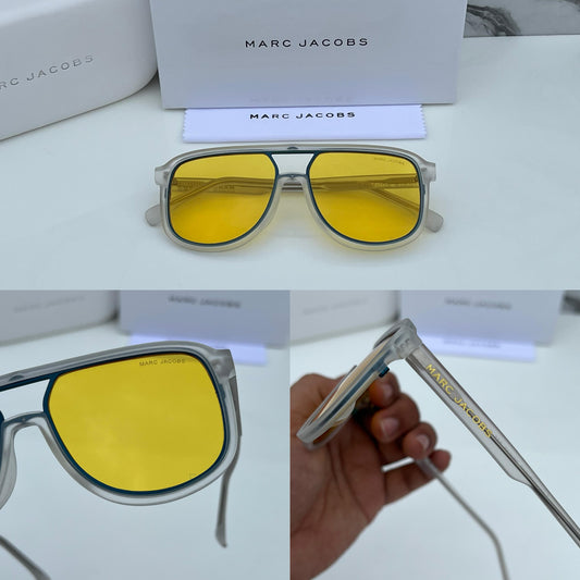 MJ [1010] YELLOW BLACK WHITE FRAME ROUND SHAPE SUNGLASSES FOR MEN & WOMEN