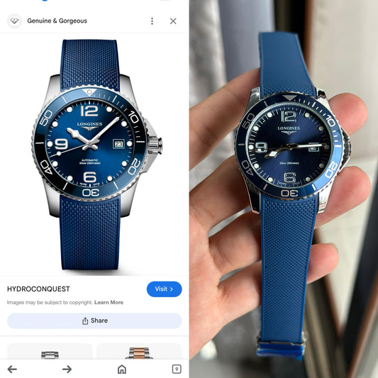 LGNS [HYDROCONQUEST] MID BLUE SILVER RUBBER WATCH